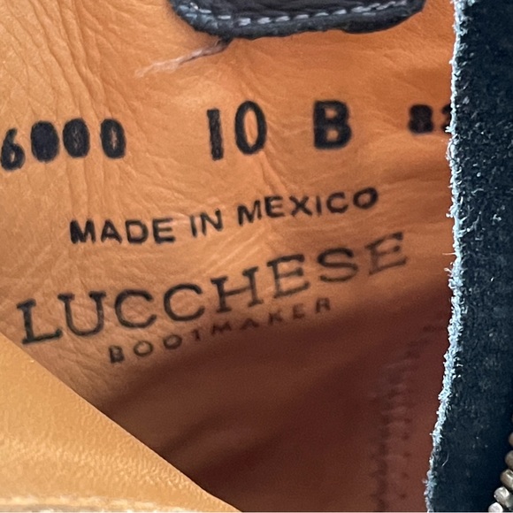 Lucchese Robyn Feather Boots Black Sz 10 B EUC Boho Style Suede Leather - Picture 9 of 9